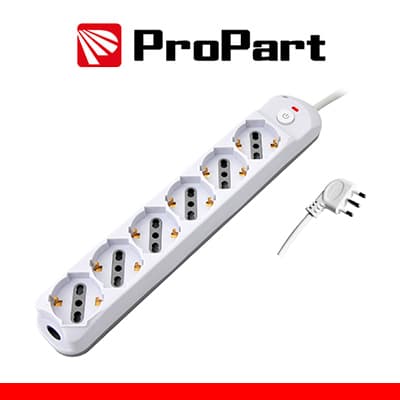PEM3526-W Multipresa 6 posti bipasso schuko